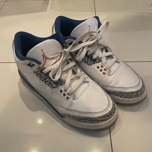 Nike Air Jordans. White and Blue Sneakers in very good used condition